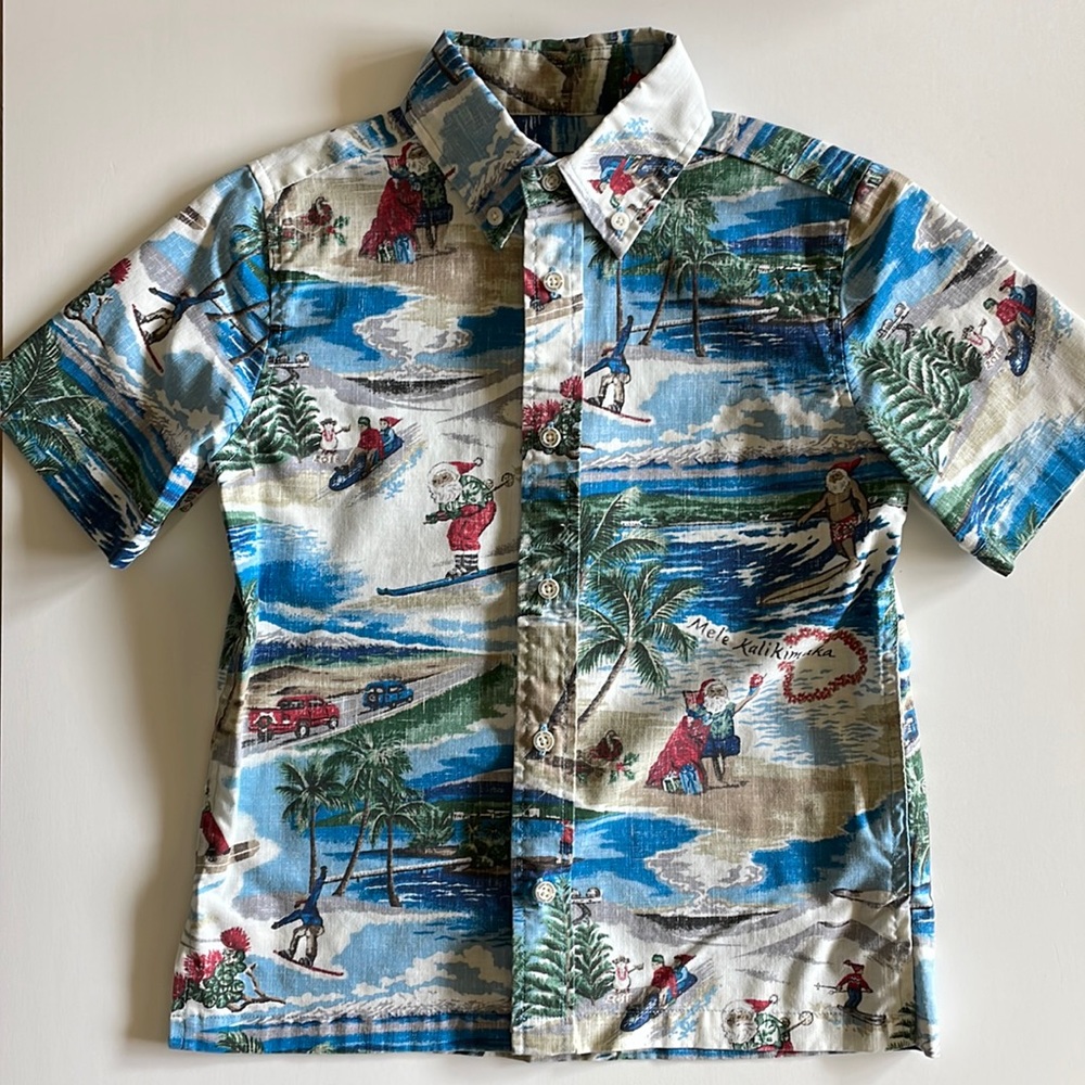 Reyn Spooner Boys Youth Size Small 2019 Mele Kalikimaka Aloha Shirt